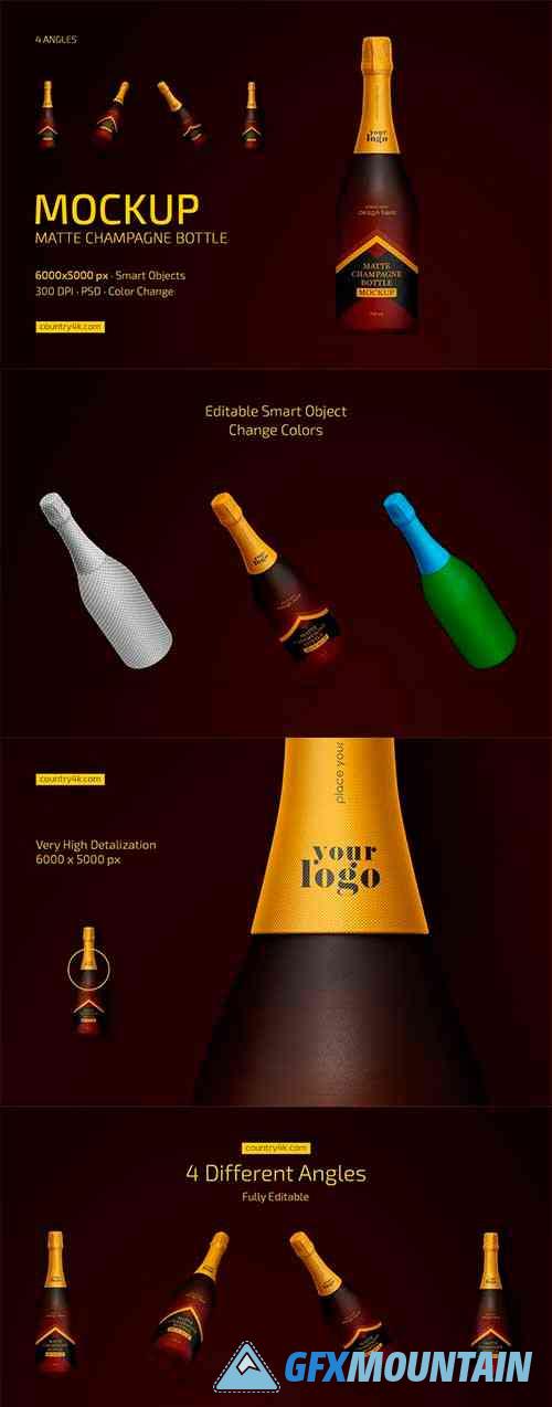 Matte Champagne Bottle Mockup Set