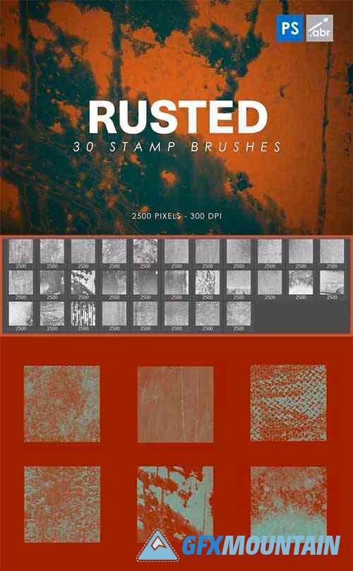 30 Rusted Metal Photoshop Stamp Brushes