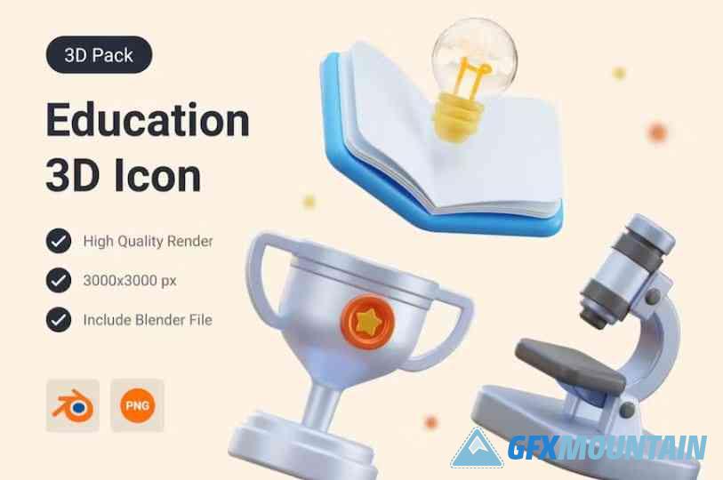 Education 3D Illustration