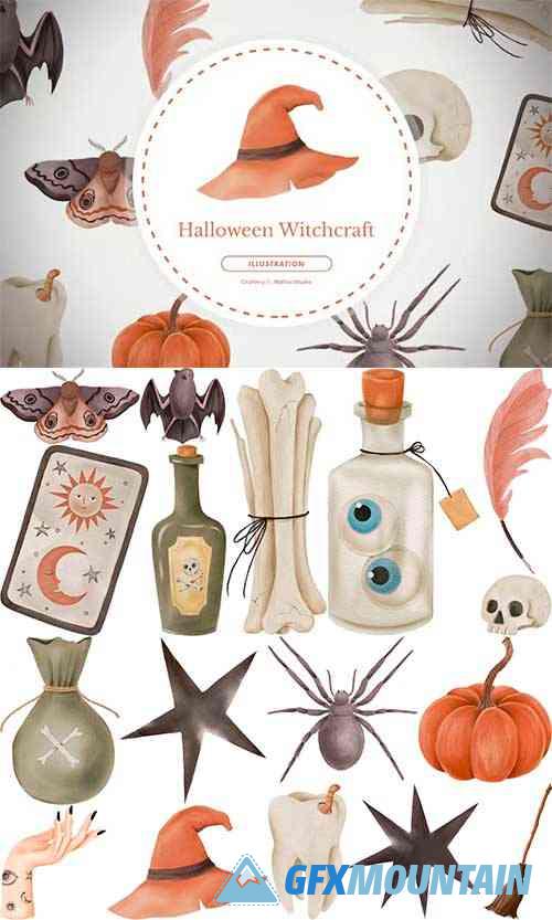 Halloween Witchcraft Hand-drawn Illustration Pack