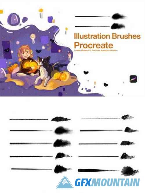 10 Illustration Brushes Procreate