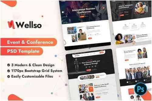 Wellso - Event & Conference PSD Template