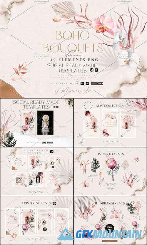 Boho Styled Templates Canva