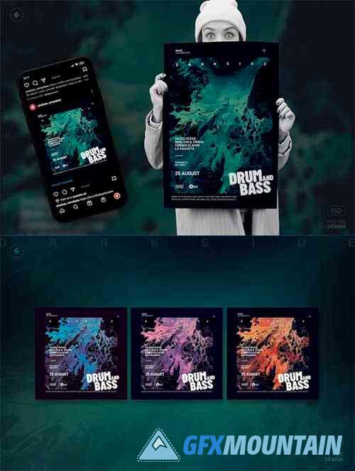 Dark Side Drum And Bass – Poster, Flyer Template