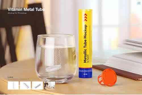 Vitamin Metal Tube Mockup