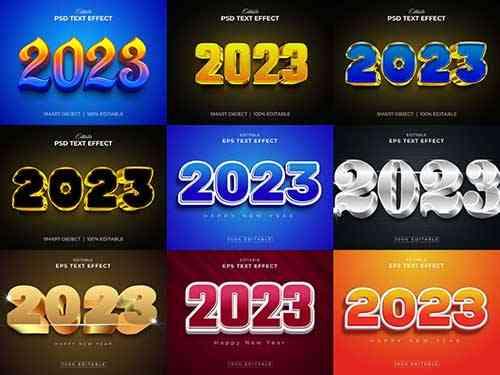 2023 New Year 3d Text Effect Bundle