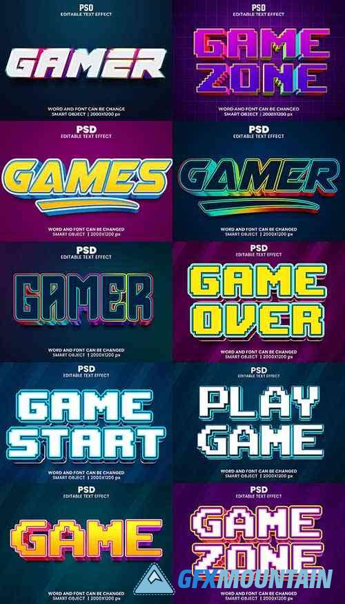 10 Game 3D Editable Text Effects Pack