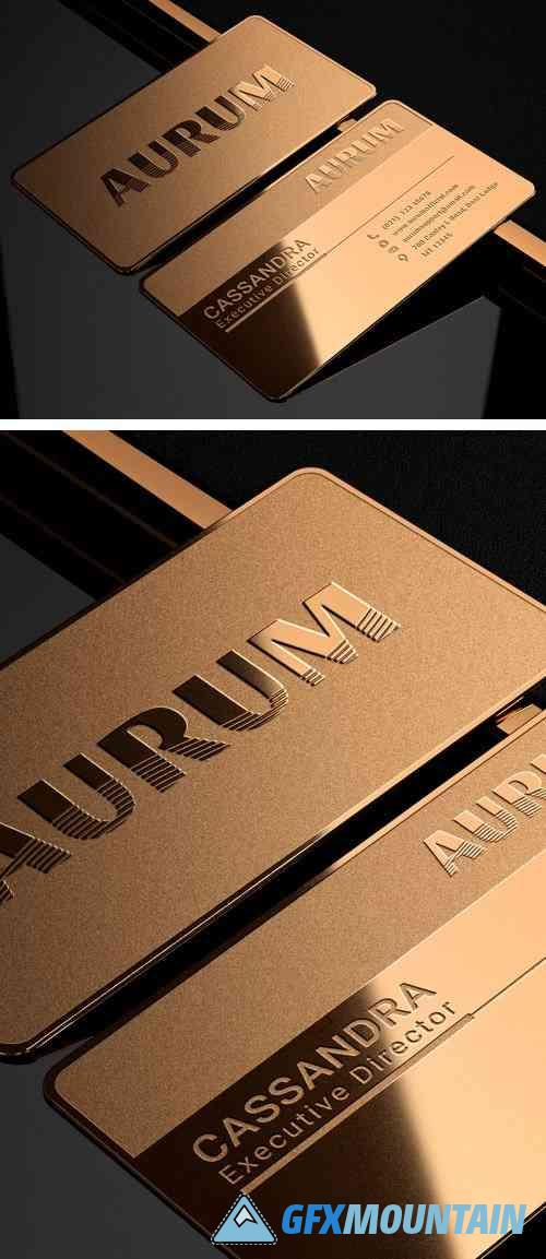 Luxury Metal Gold Business Card PSD Mockup Template