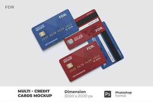 Multi - Credit Cards Mockup