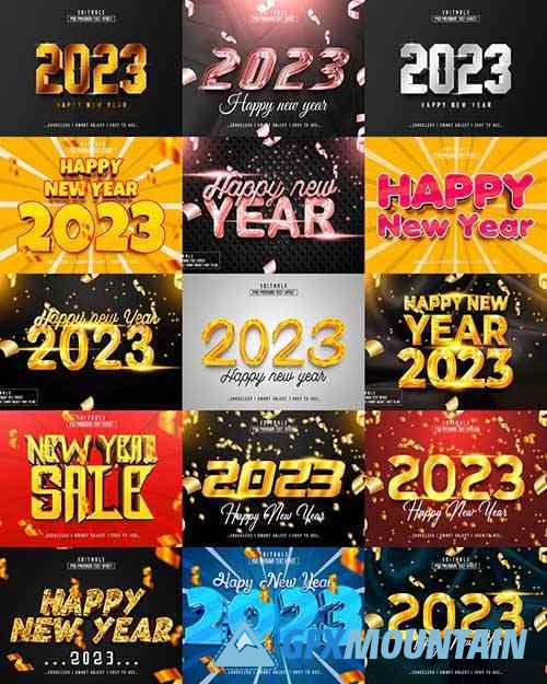 2023 New Year 3D PSD Text Effect Bundle
