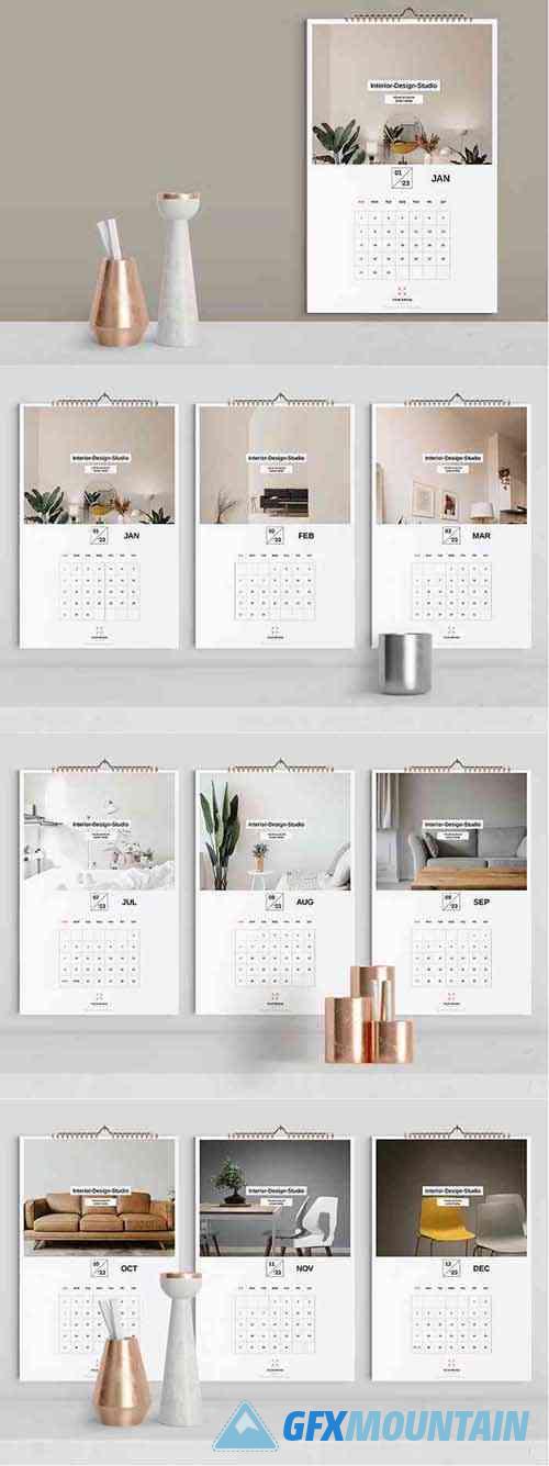 Interior Design Studio Wall Calendar 2023 Template