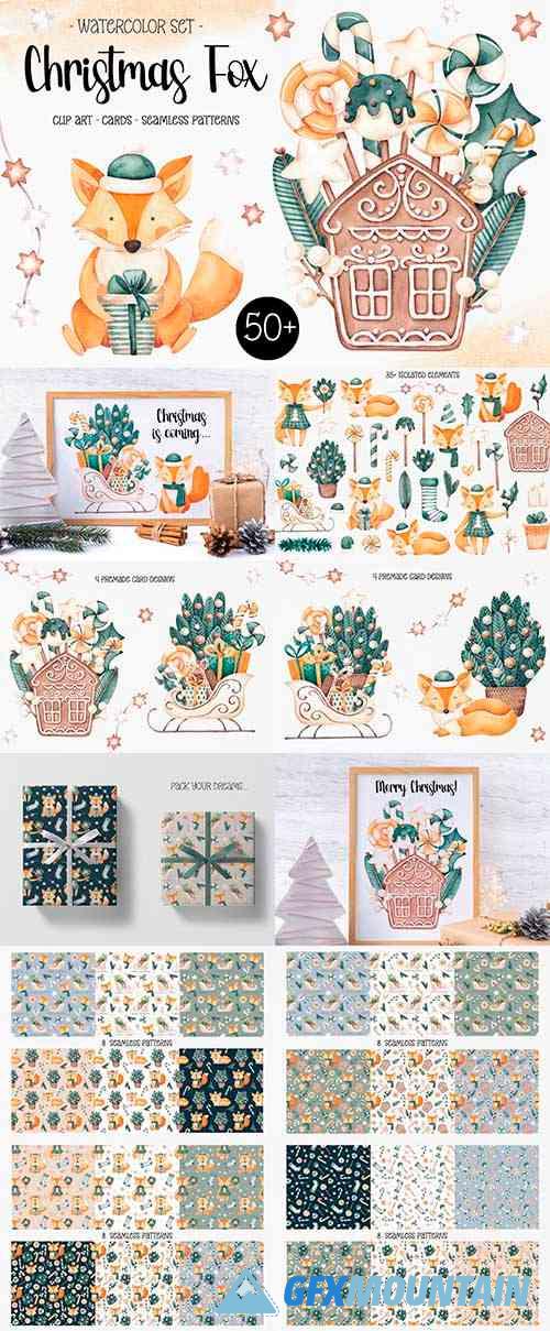 Watercolor Set “Christmas Fox" - 2195470