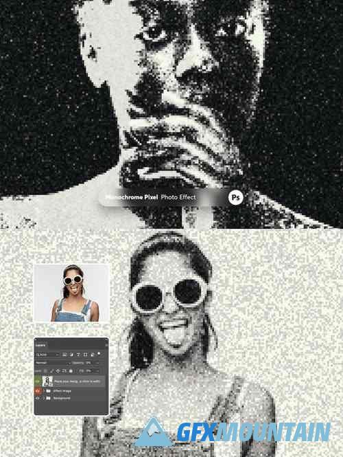 Monochrome Pixel Photo Effect