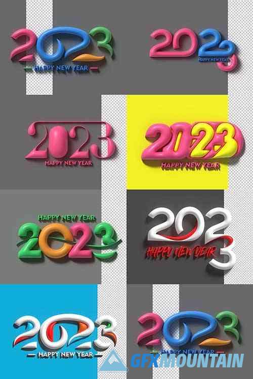 2023 happy new year 3d render text typography design banner poster 3d illustration