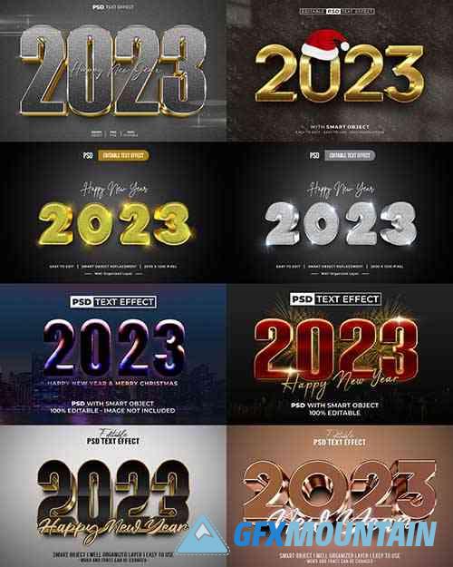 2023 new year colorful editable text effect