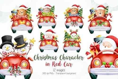 Christmas Character in Red Car