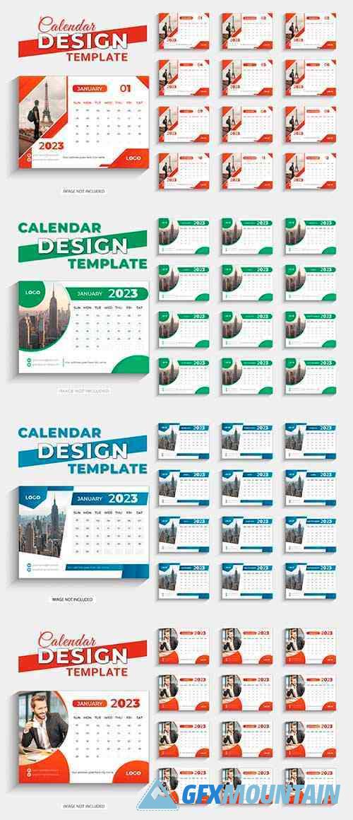 Calendar design template for new year 2023