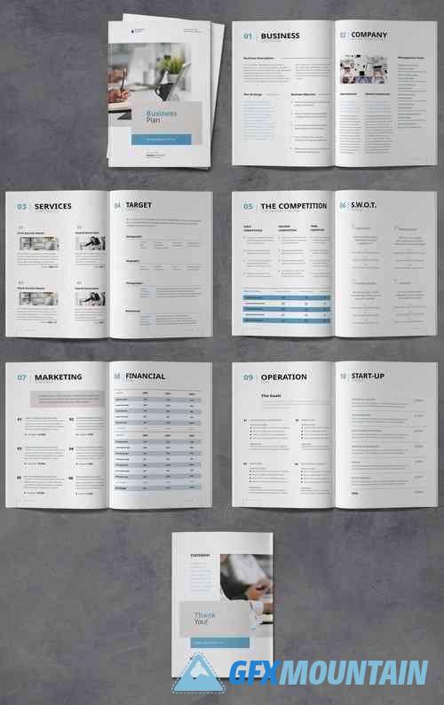 Minimal Business Plan Template with Blue and Beige Accents