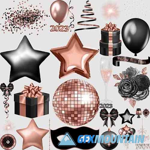 Rose Gold New Year Clipart