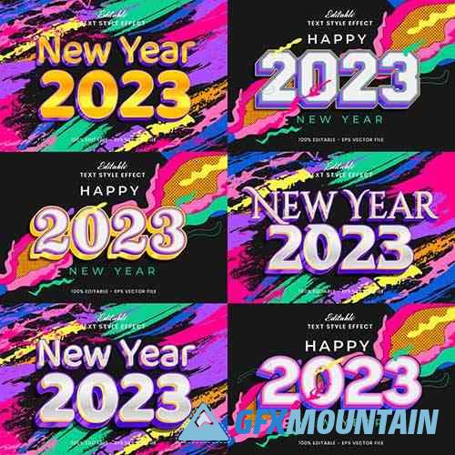 Happy new year 2023 3d bold text effect