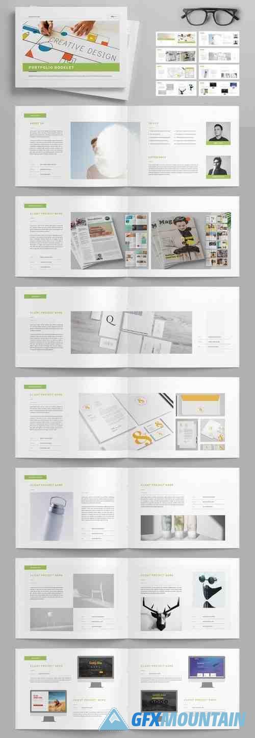 Portfolio Booklet Layout with Green Accents