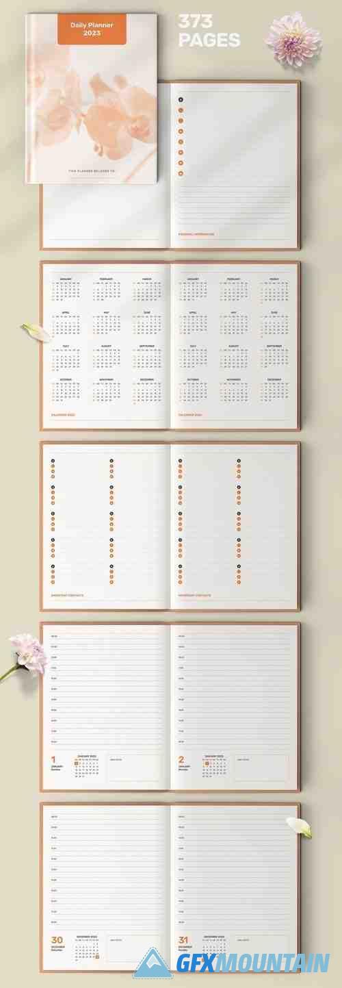 Daily Planner 2023 Layout with Orange Accents