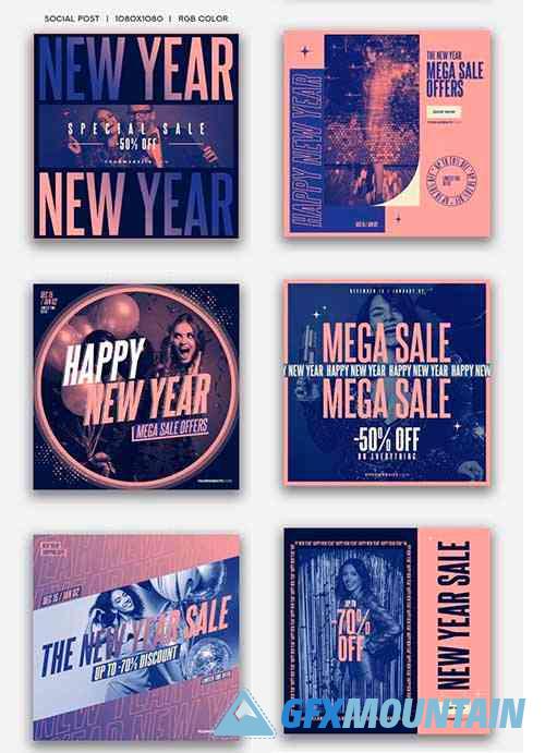 Happy New Year Special Sale Social Media Posts PSD Templates