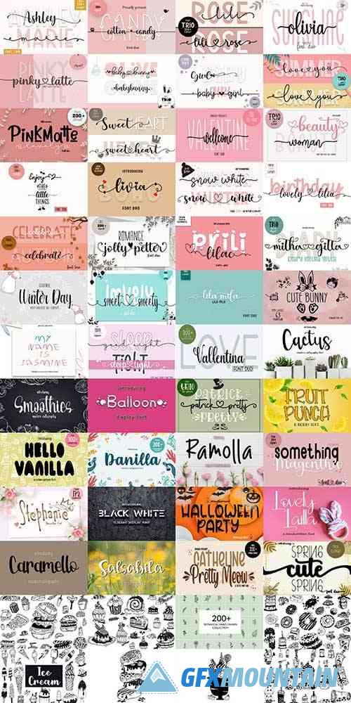 Cute Crafty Fonts and Clipart Bundle