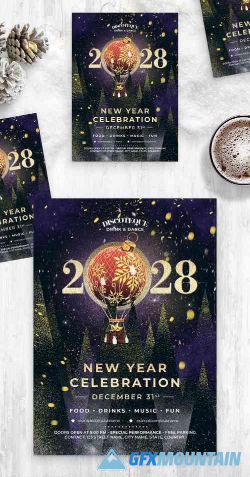 New Year Celebration Flyer Poster Layout