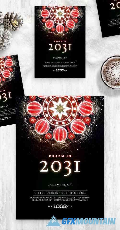 Festive Christmas Nye New Year Flyer Poster Layout