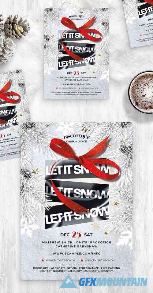 White Christmas Flyer with Snowy Winter Scene