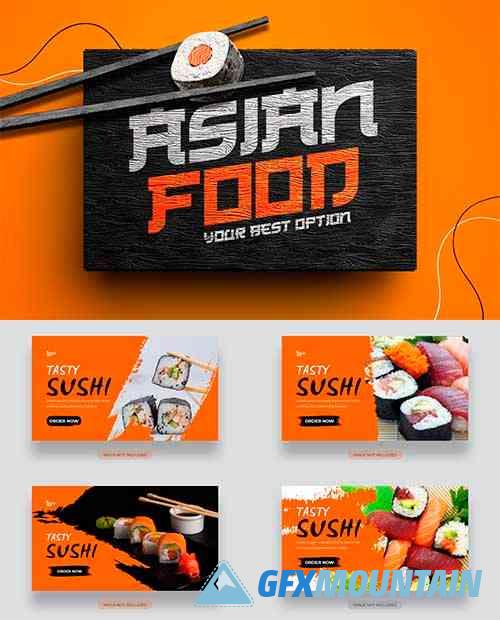 Sushi menu web banner template