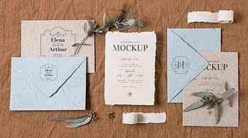 Composition of elegant wedding mock-up cards
