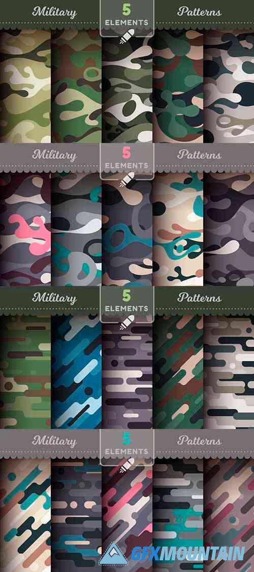 Vector camouflage seamless patterns military texture bundle