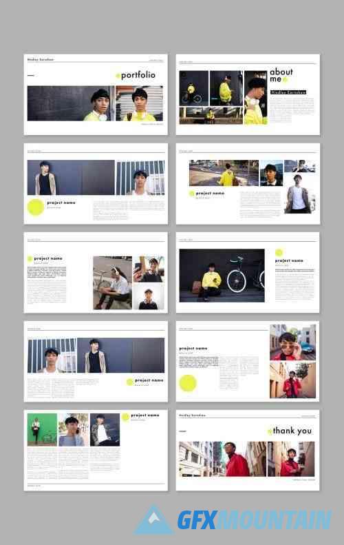 Black and White Portfolio with Yellow Accents