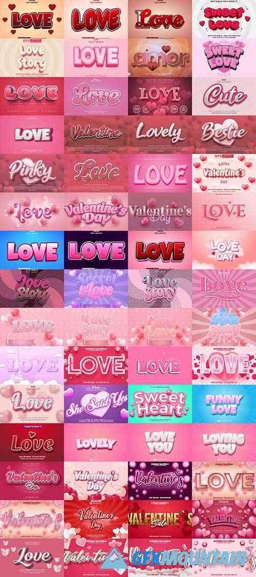 Vector 3d font style effect text happy valentine's day