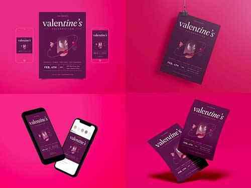 Valentines Day Celebration Flyer Set