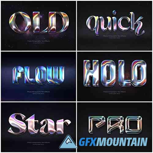 Metallic holographic psd text effects