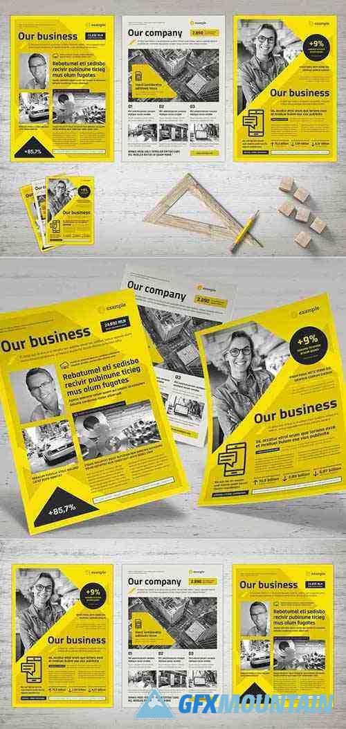 Business Flyer in Black White and Yellow Colors