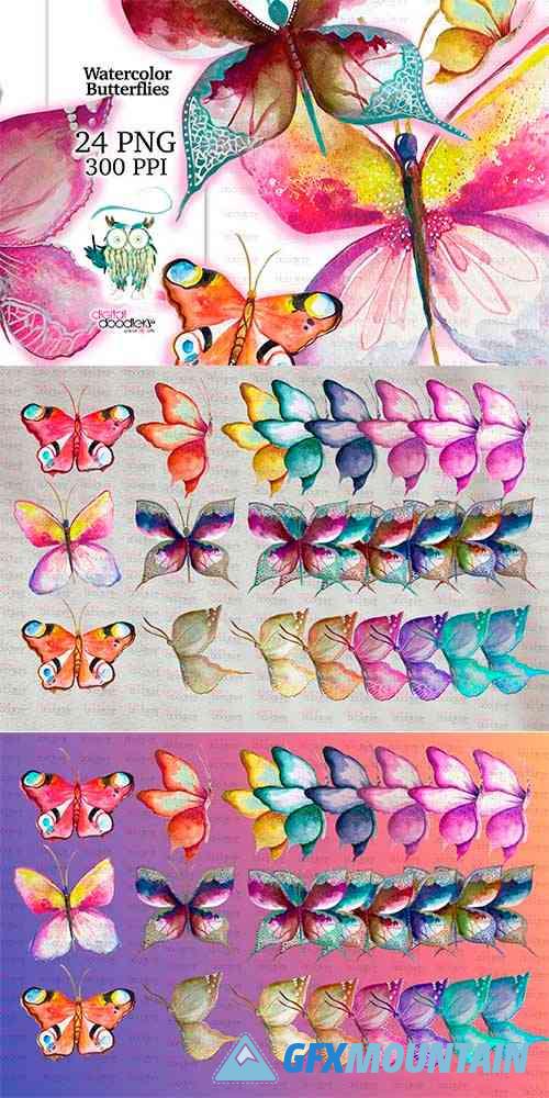 Watercolor Hand Painted Butterflies