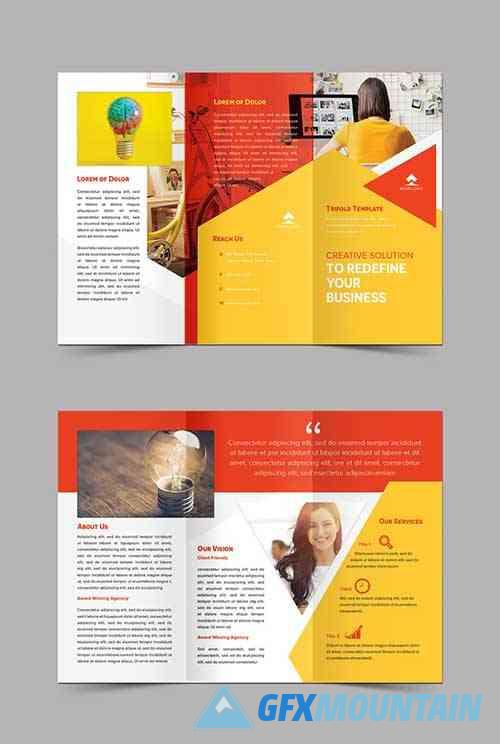 Trifold Brochure with Orange and Yellow Accents