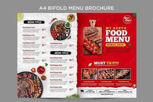 Bifold menu brochure outside template