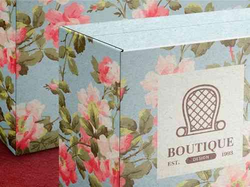 Floral Paper Box Mockup