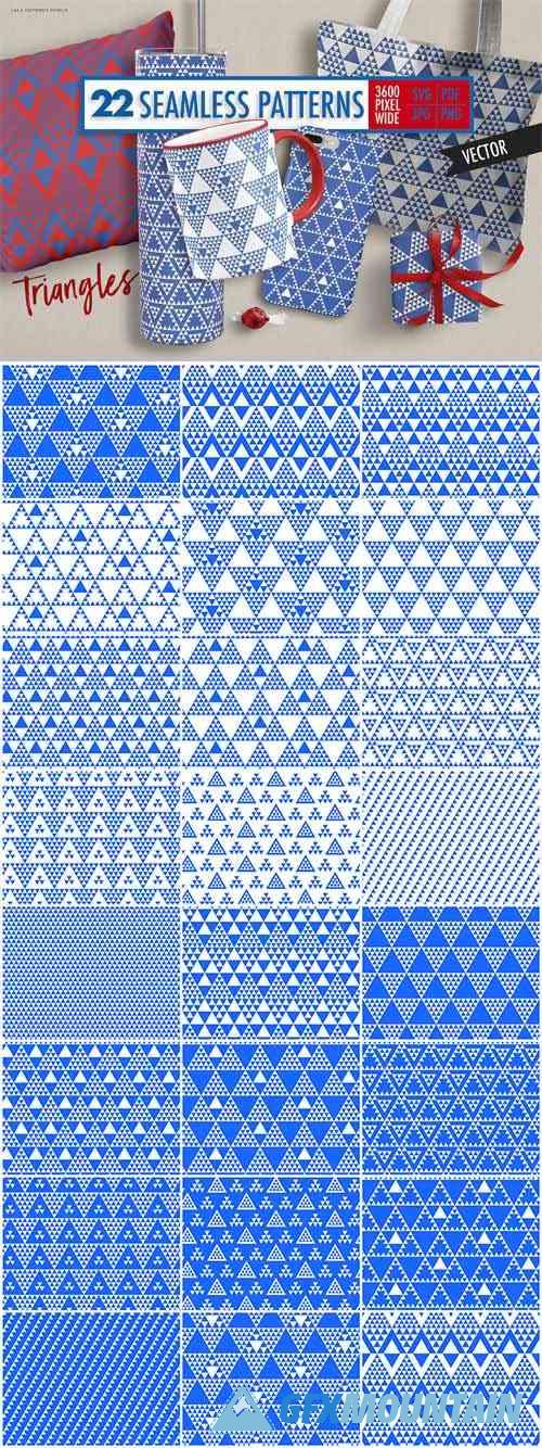 Triangle Seamless Patterns - 24 Monochrome Backgrounds