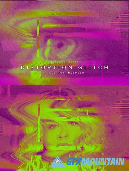 Distortion Glitch PSD Photo Effect