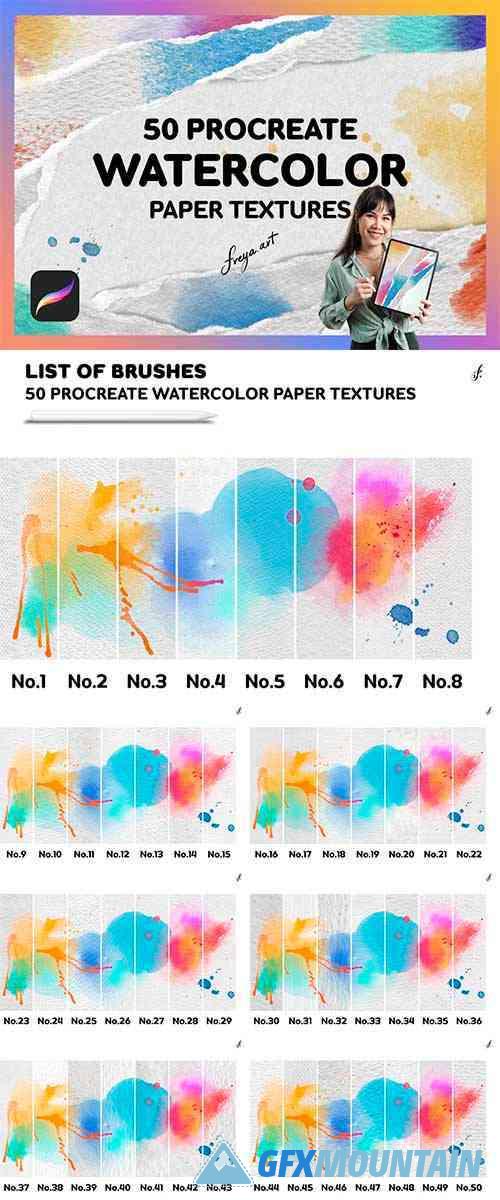 Procreate Paper Brushes | 50 Paper Texture Brushes for Procreate