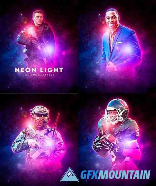 Neon Colorful Lighting Photo Effect Template