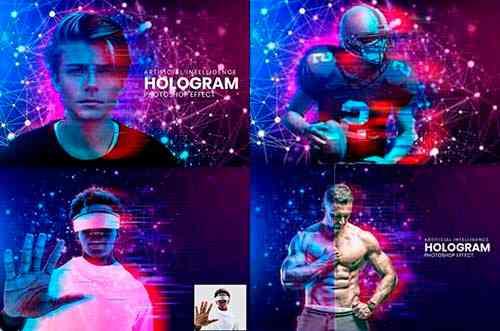 Hologram Photoshop Effect Mockup