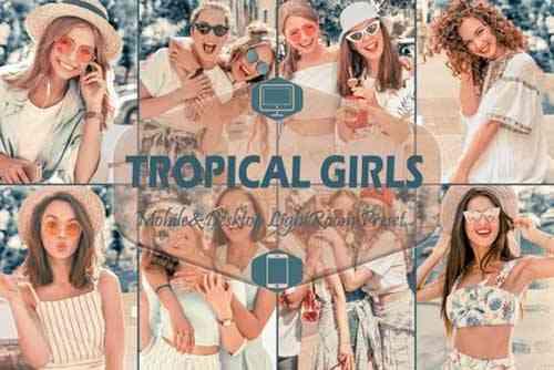 10 Tropical Girls Mobile & Desktop Lightroom Presets, Clean