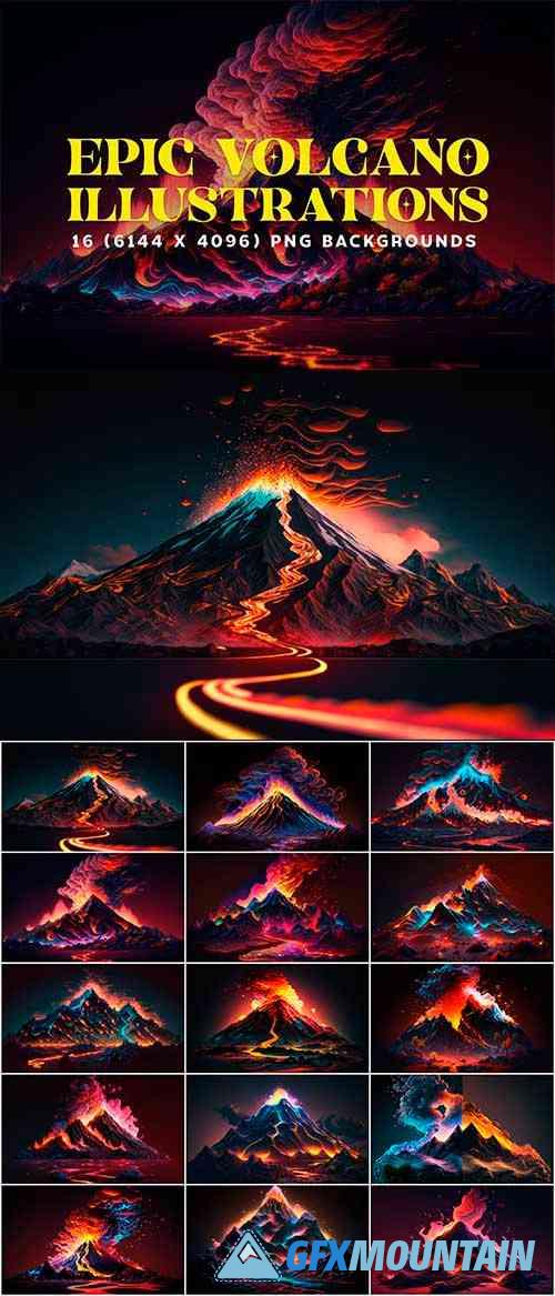 16 Moody Volcano Illustrations in 6K